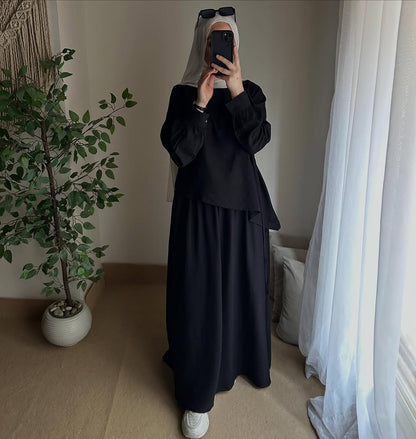 Ensemble Modeste Élégance Premium – Jupe Longue & Haut Fluide