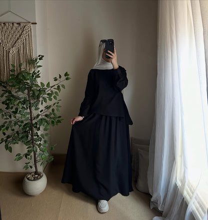 Ensemble Modeste Élégance Premium – Jupe Longue & Haut Fluide