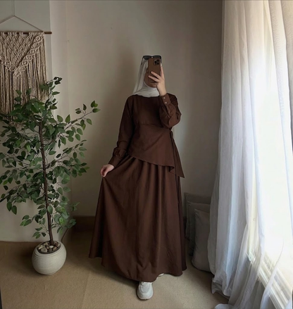 Ensemble Modeste Élégance Premium – Jupe Longue & Haut Fluide