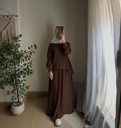 Ensemble Modeste Élégance Premium – Jupe Longue & Haut Fluide